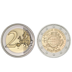 2 Euros 10 Aniversário da Moeda Euro Austria 2012