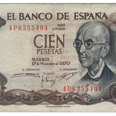 100 Pesetas Espanha 1970 MBC