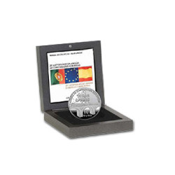Moeda 10€ 20 Aniversário Adesão Portugal às Comunid. Europeias 2006 Prata Proof