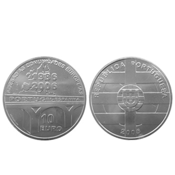 Moeda 10€ 20 Aniversário Adesão Portugal às Comunid. Europeias 2006 Prata