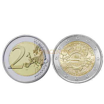 2 Euros 10 Aniversário da Moeda Euro França 2012