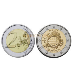 2 Euros 10 Aniversário da Moeda Euro Malta 2012
