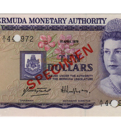 10 Dollars Specimen - Bermudas 1978