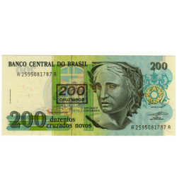 200 Cruzados Novos - Brasil 1989 c/carimbo