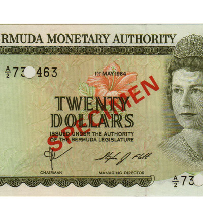 20 Dollars Specimen - Bermudas 1984