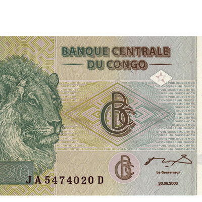 20 Francs - Congo 2003 NOVA