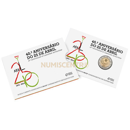2 Euros 40 Aniversário do 25 Abril Portugal 2014 Proof