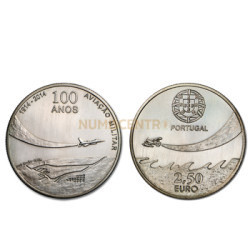 Moeda 2,5€ Comemorativa 100 Anos da Aviação Militar Portugal Cuproniquel 2014