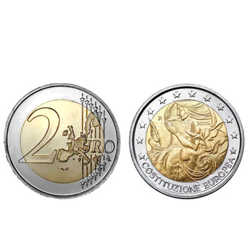 2 Euros 1 Aniversário Constituição Europeia Italia 2005