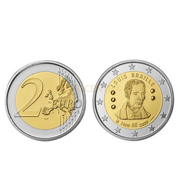 2 Euros Luís Braille Bélgica 2009