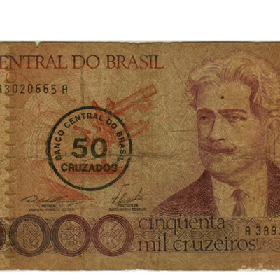 50.000 Cruzados - Brasil 1986 c/carimbo