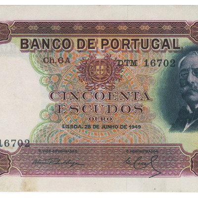 50 Escudos - Portugal 28-6-1949 Bela
