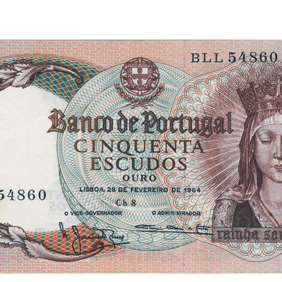 50 Escudos - Portugal 28-2-1964 Bela