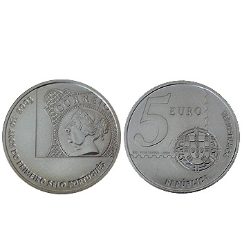 Moeda 5€ 150 Anos 1 Selo Português 2003 Prata