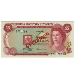 5 Dollars Specimen - Bermudas 1978