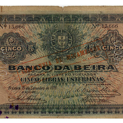 5 Libras Esterlinas - Moçambique 1919 BC+