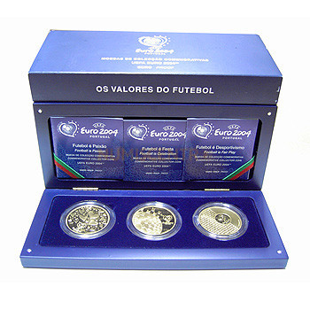 Moeda Comemorativa Valores do Futebol Portugal 2003 Ouro Proof 3x8€