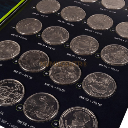 Álbum Arquivador Moedas 500 Anos Descobrimentos Portugueses com 44 caixas/cápsulas