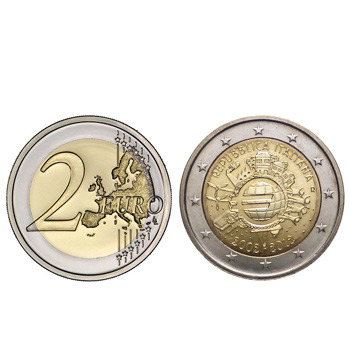 2 Euros 10 Aniversário da Moeda Euro Italia 2012