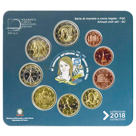 BNC Itália 2018 Carteira c/ 9 Moedas c/ 2€ Comem.