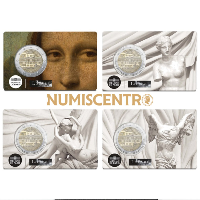Moeda 2 Euros Museu do Louvre França 2025 Coincard (1 Coincard Aleatório)