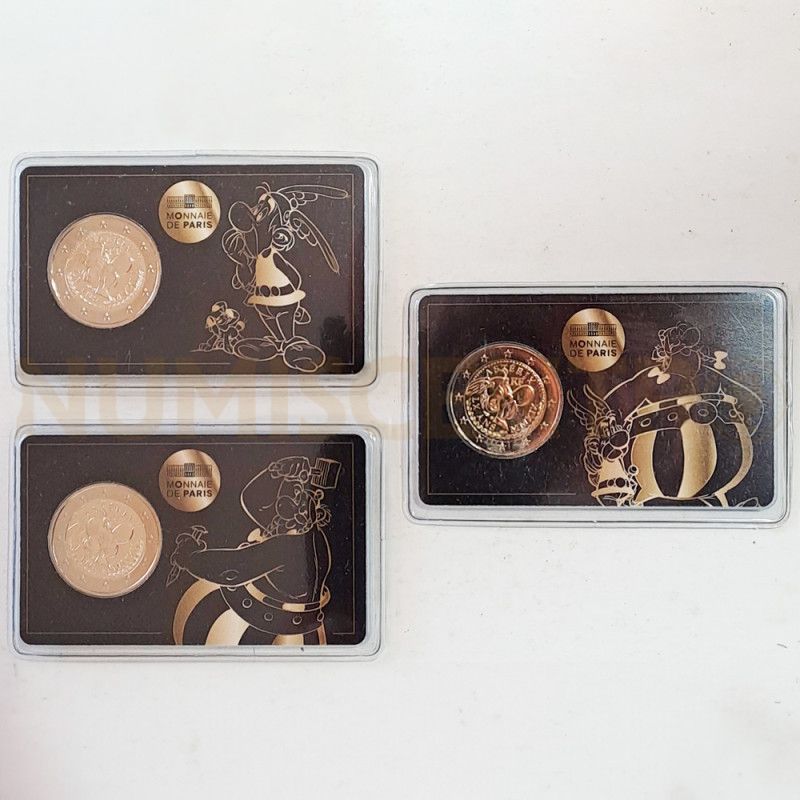 Conjunto 3 Moedas 2 Euro Asterix, Obelix e Idefix França 2019