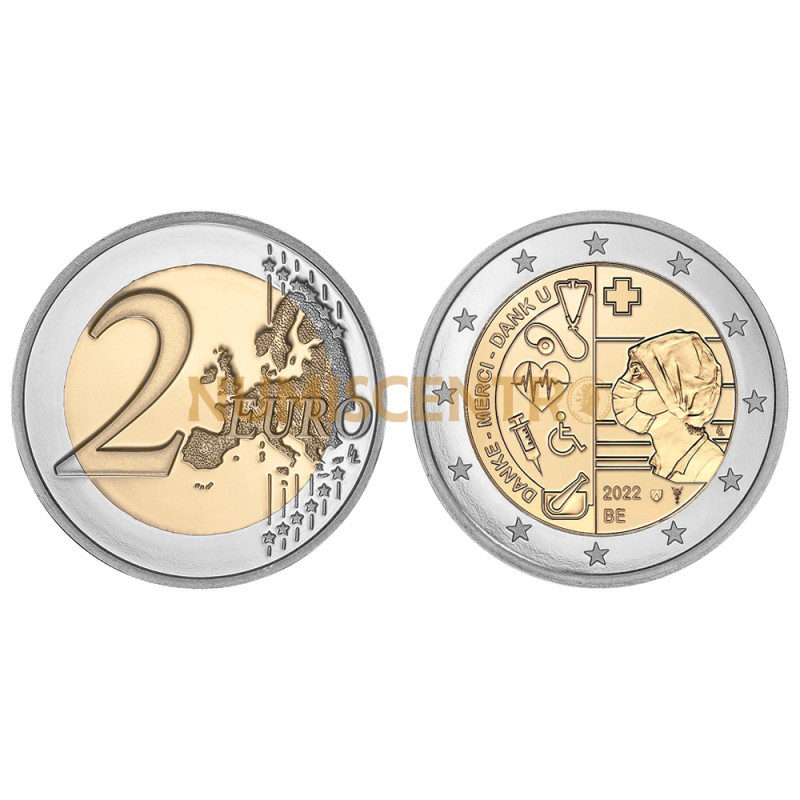 Moeda 2 Euro Profissionais de Saúde Bélgica 2022 (Coincard)