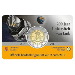 Moeda 2 Euro 200 Anos da Universidade de Liege Bélgica 2017 (Coincard)