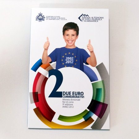 Moeda 2 Euros 10 Anos Circulação do Euro S. Marino 2012