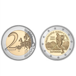 Moeda 2 Euro 100 Anos do 1º Campeonato Europeu de Hóquei no Gelo Eslováquia 2025