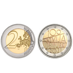 Moeda 2 Euros 100 Anos Reconhecimento Internacional IURE Letónia 2021