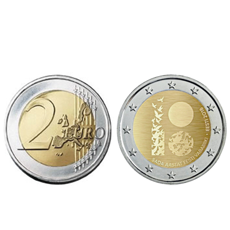 Moeda 2 Euro 100 Anos República da Estónia 2018