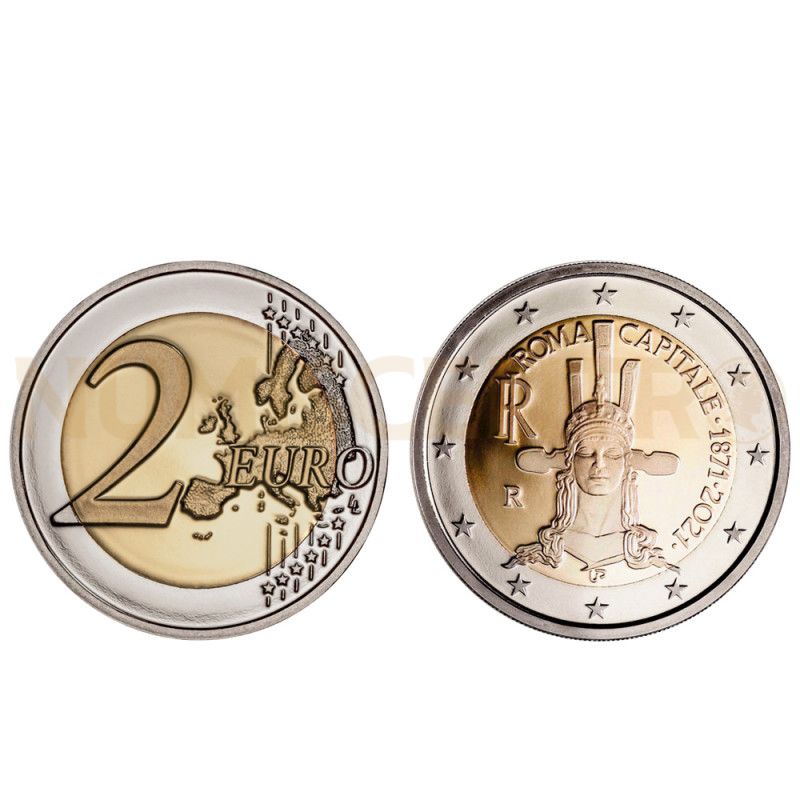Moeda 2 Euros 150 Anos Roma Capital de Itália 2021