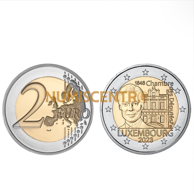 Moeda 2 Euro 175 Anos da Câmara dos Deputados Luxemburgo 2023