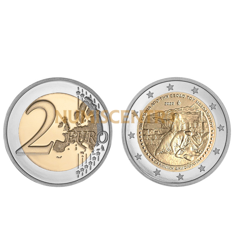 Moeda 2 Euros 200 Anos do Êxodo de Missolonghi Grécia 2026