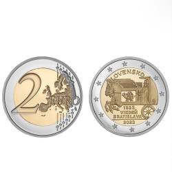 Moeda 2 Euro 200 Anos Inicio Correio Puxado a Cavalo Eslováquia 2023
