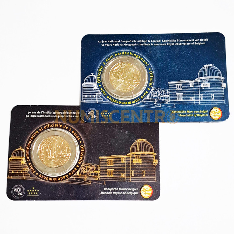 Moeda 2 Euro 200 Anos Observatório Real Belga Bélgica 2026 Coincard