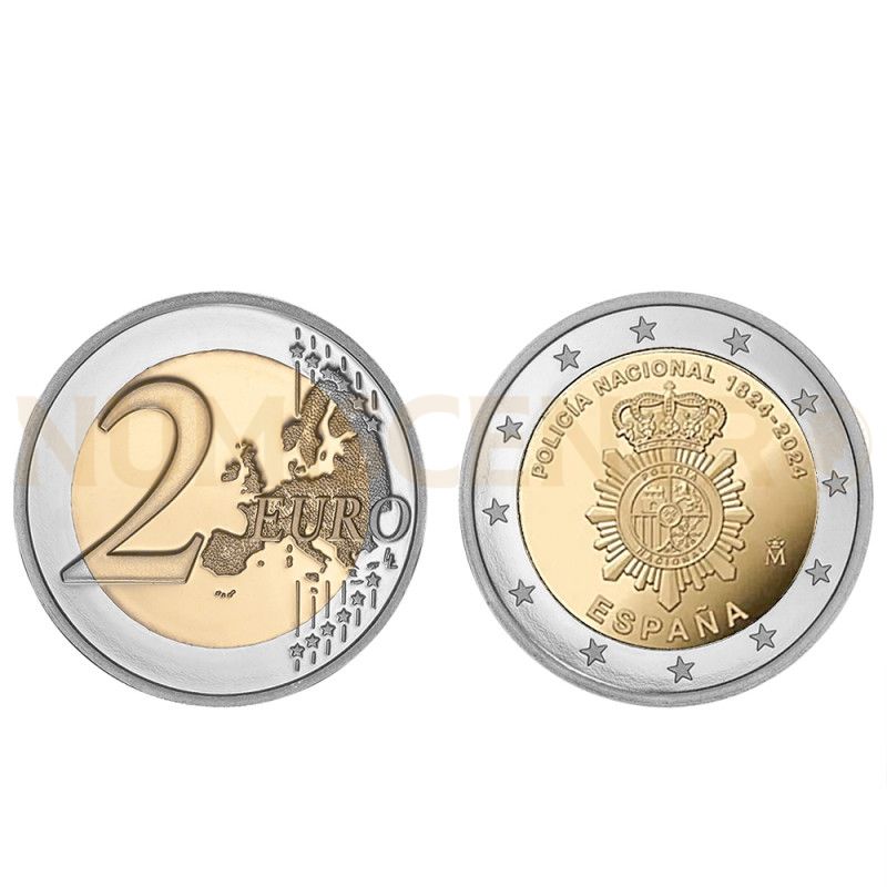 Moeda 2 Euro 200 Anos Policia Nacional Espanha 2024