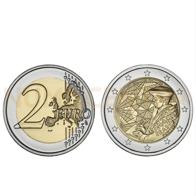 Moeda 2 Euros 35 Anos do Programa Erasmus Portugal 2022 BNC