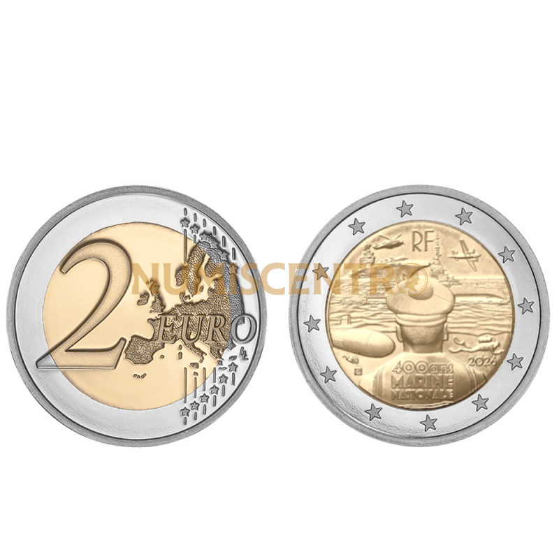 Moeda 2 Euro 400 Anos da Marinha Francesa França 2026