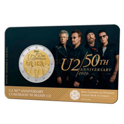 Moeda 2 Euro Aniversário 50 Anos Banda U2 Irlanda 2026 coincard