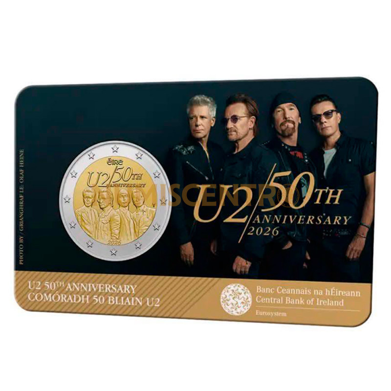 Moeda 2 Euro Aniversário 50 Anos Banda U2 Irlanda 2026 coincard