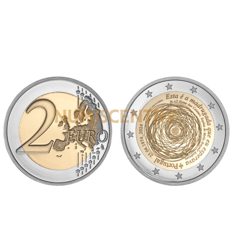 Moeda 2 Euros 50 Anos da Revolução de 25 Abril 1974 Portugal 2024