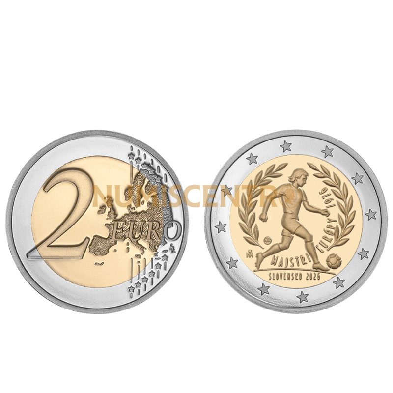 Moeda 2 Euro 50 Anos do Triunfo Checoslovaco Euro 1976 Eslováquia 2026