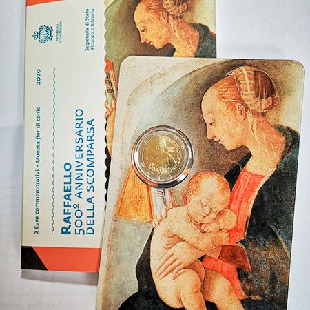 Moeda 2 Euro 500 Anos da Morte de Raffaelo San Marino 2020