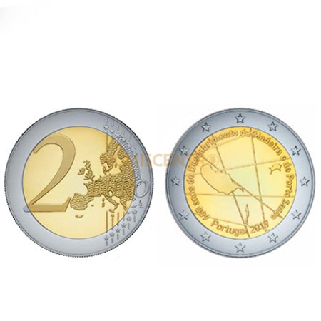 Moeda comemorativa 2 euros 600 Anos Descobrimento de Porto Santo Madeira Portugal 2019 BNC