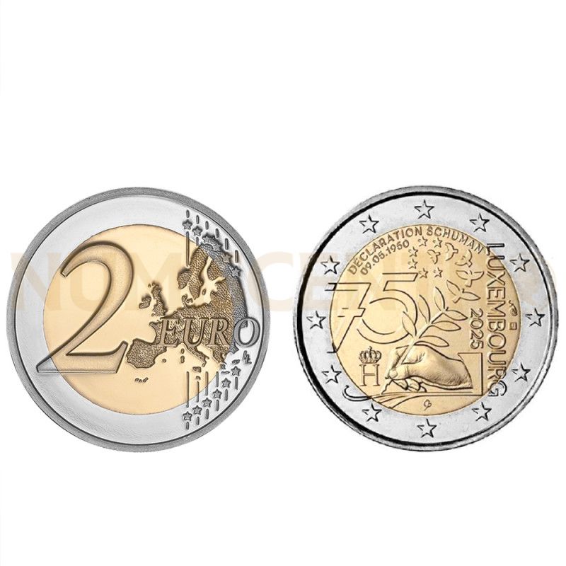 Moeda 2 Euro 75 Anos Declaração Schuman Luxemburgo 2025 UNC