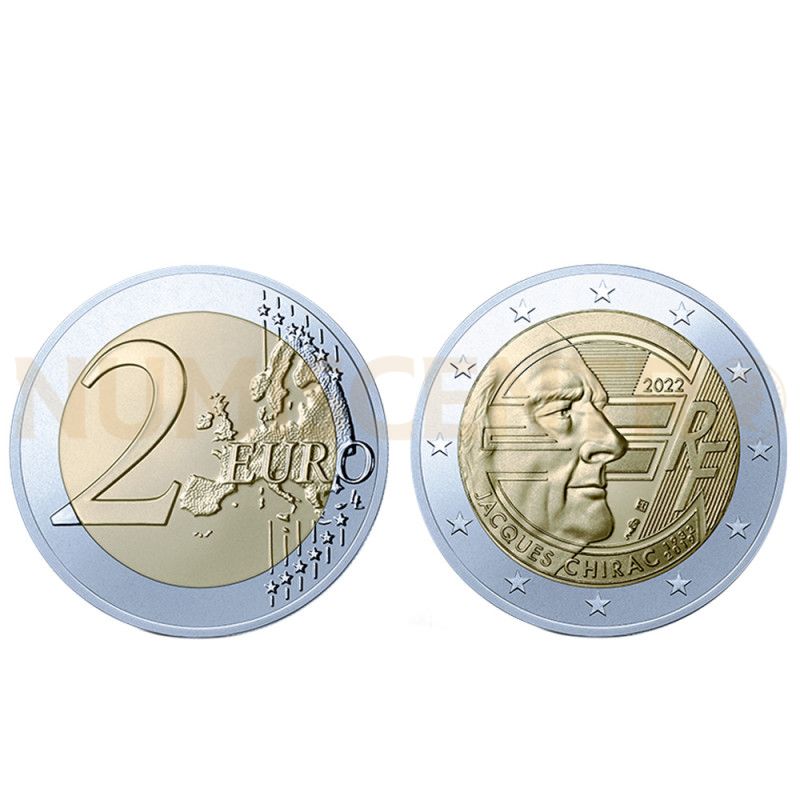 Moeda 2 Euros 90 Anos Nascimento de Jaques Chirac 2022 França 2022