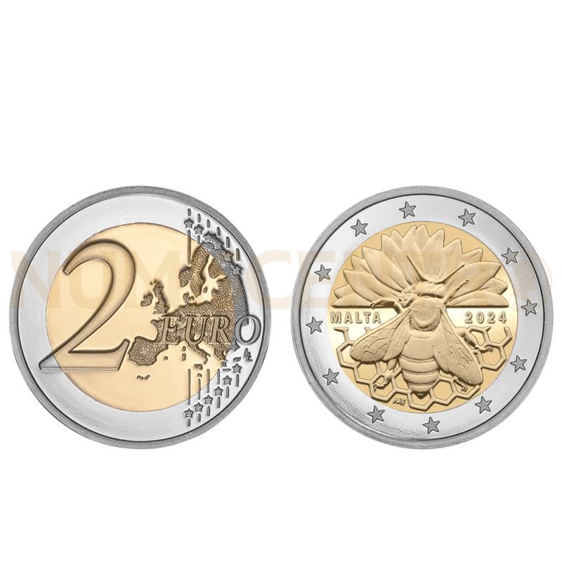 Moeda 2 Euros Abelha Maltesa Malta 2024 UNC moeda retirada de rolo