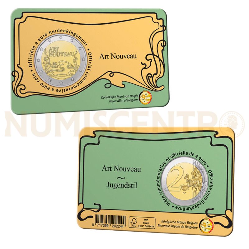 Moeda 2 Euro Arte Nova Bélgica 2023 (Coincard)